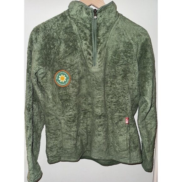 The North Face Sage Green 1/4 Zip Polyester Fleece Jacket Women Size Large - Picture 1 of 11